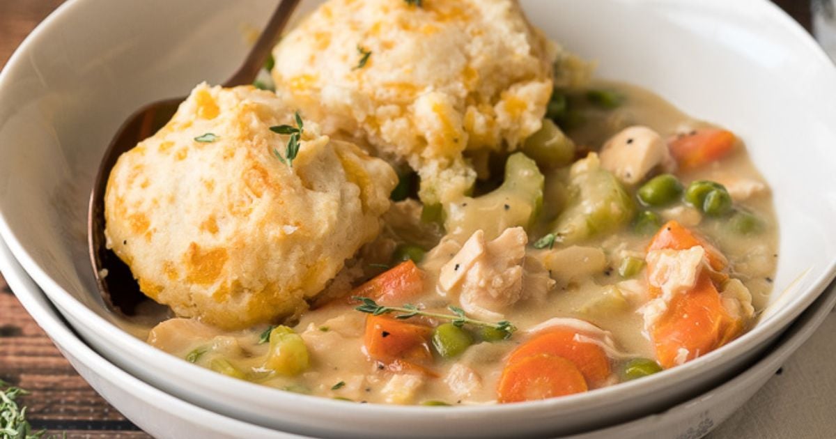 Chicken Pot Pie Biscuit Skillet - I Wash You Dry