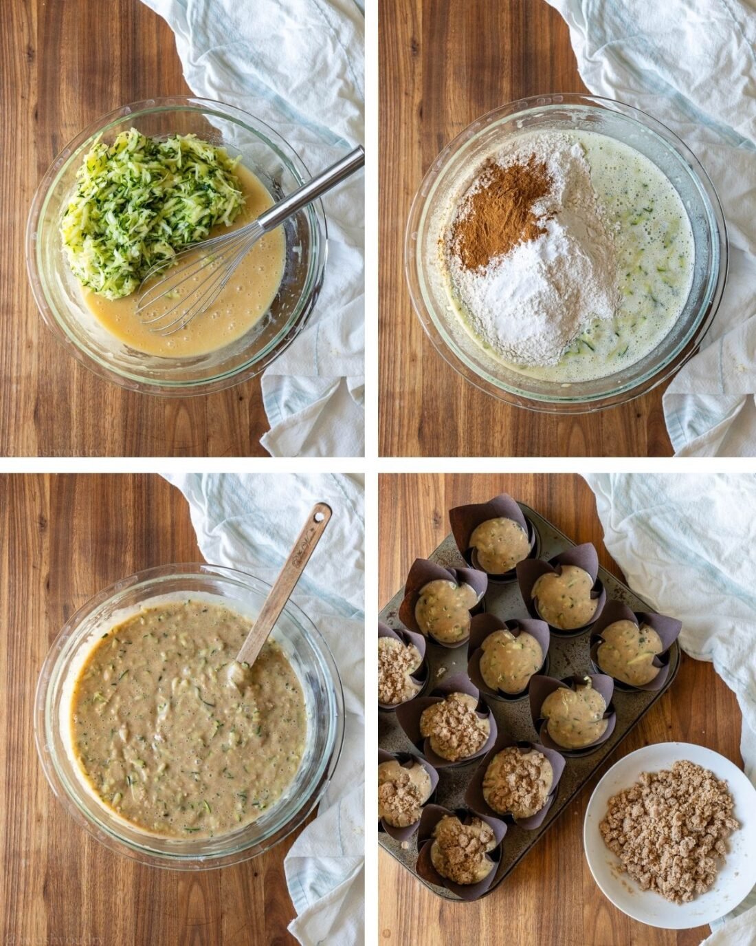 how to make zucchini muffin recipe collage.
