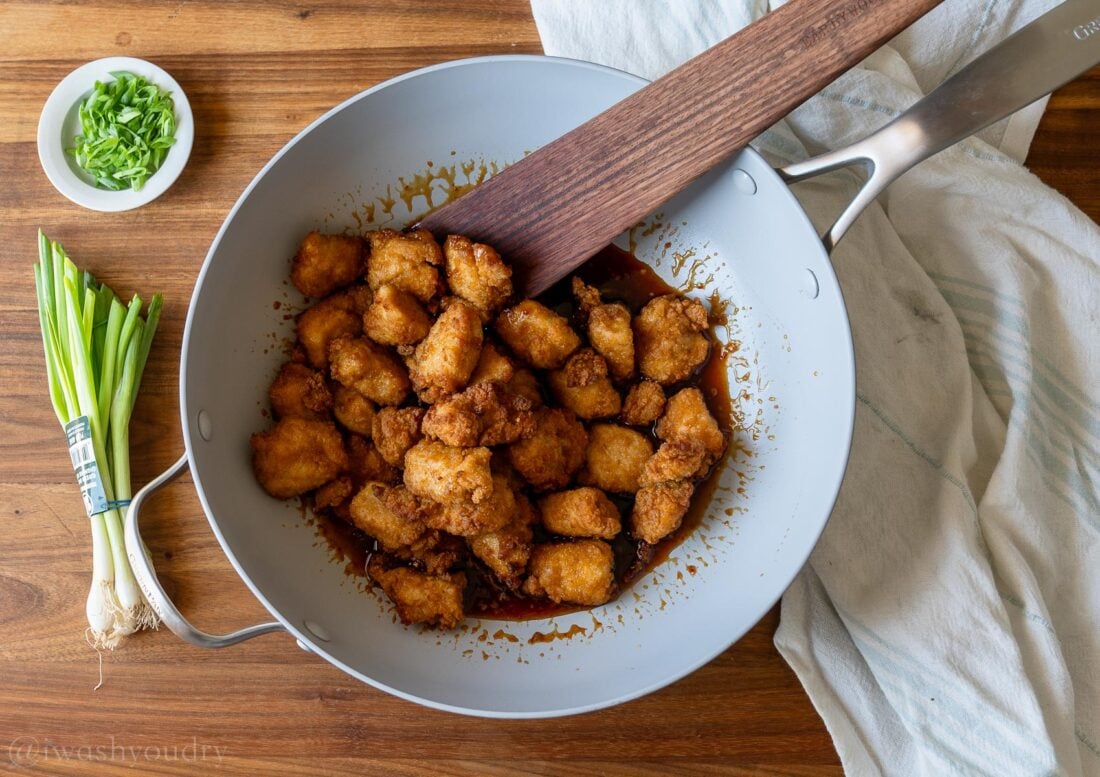 chicken nuggets in sweet chili sauce.