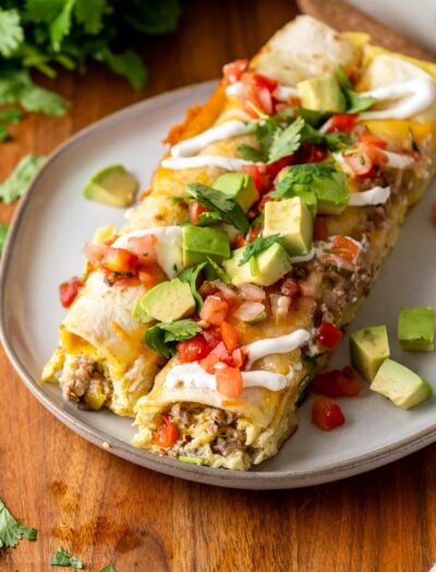 breakfast enchiladas with sausage and cheese.
